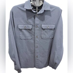 ZARA MAN Blue Polyester Viscose Elastane Button Front Canvas LS Shirt SZ M